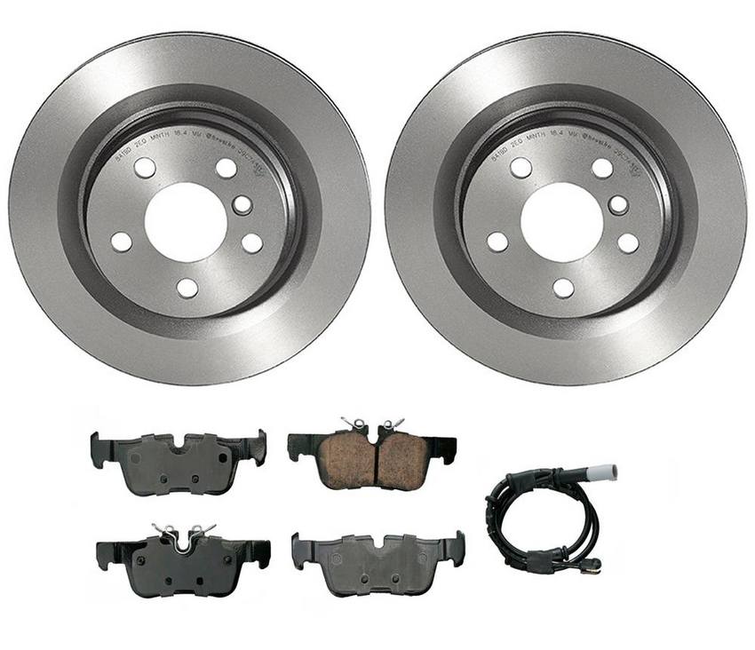 BMW Mini Disc Brake Pad and Rotor Kit - Rear (300mm) (Ceramic) (EURO) 34216860403 - Akebono Euro Ultra-Premium 4120945KIT